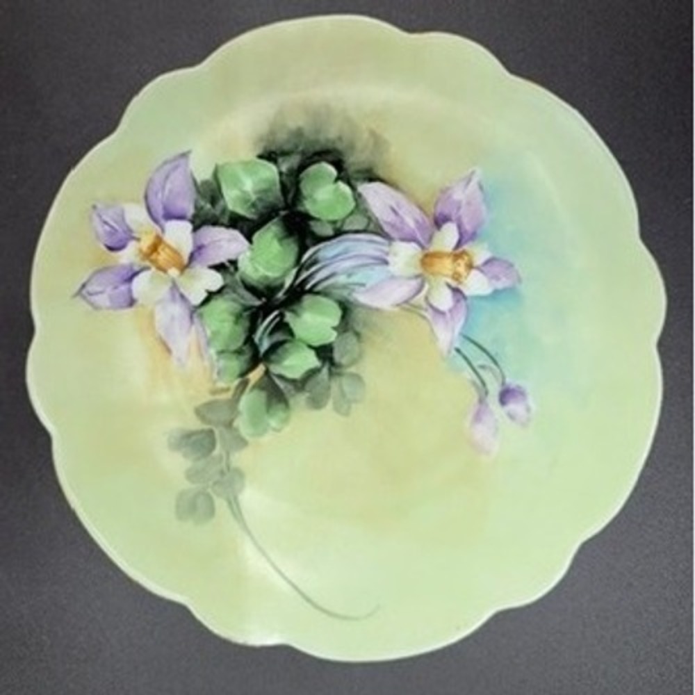 Antique Everett Studio Bavaria Signed Hand Painted Porcelain Plate‎ Columbine